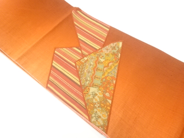 手織り紬切り嵌め名物裂袋帯